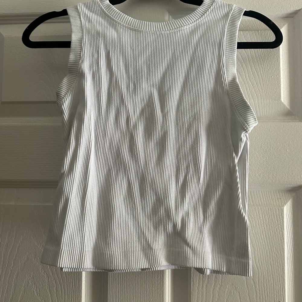 White Ribbed Sleeveless Top